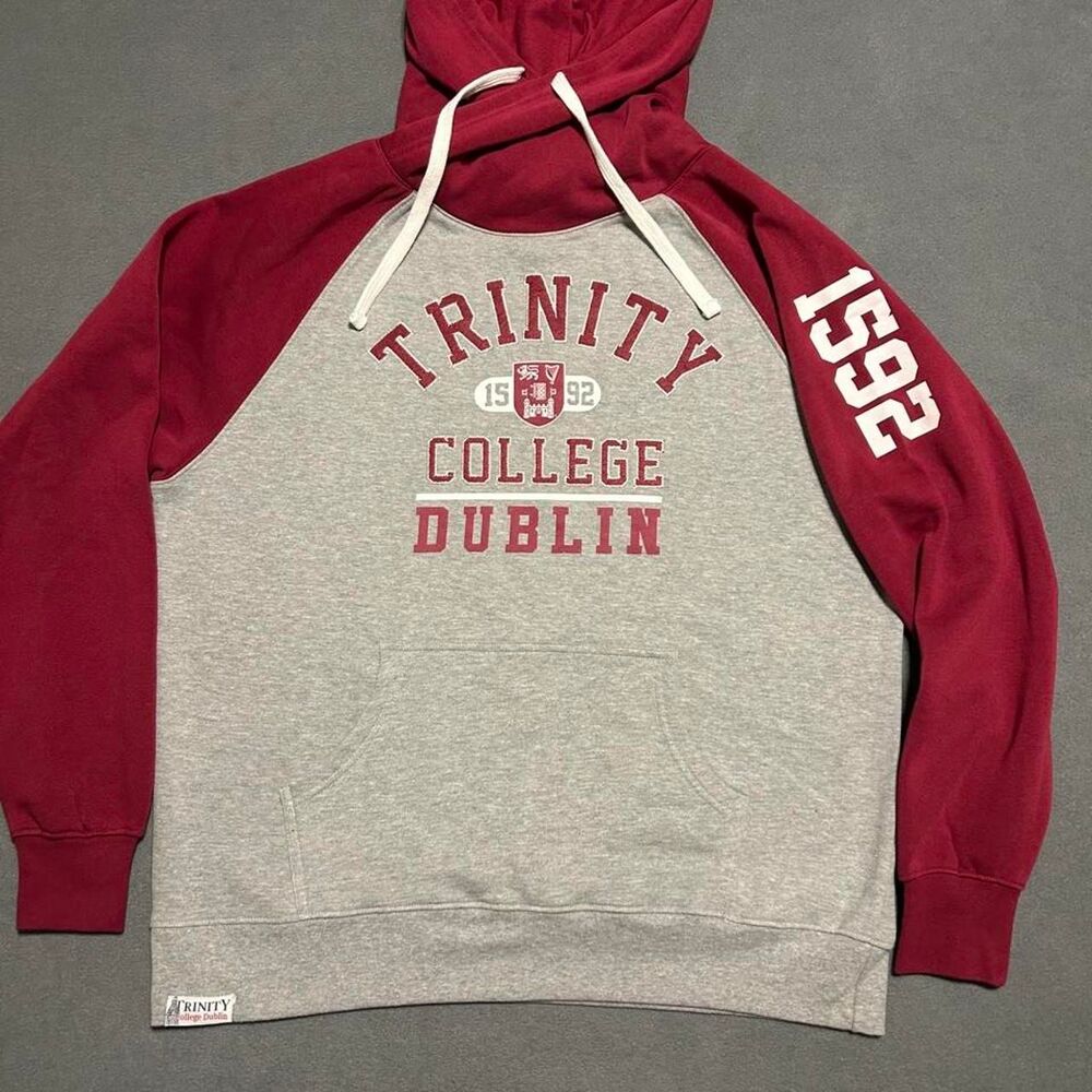 Trinity Men's Grey and Red Hoodie